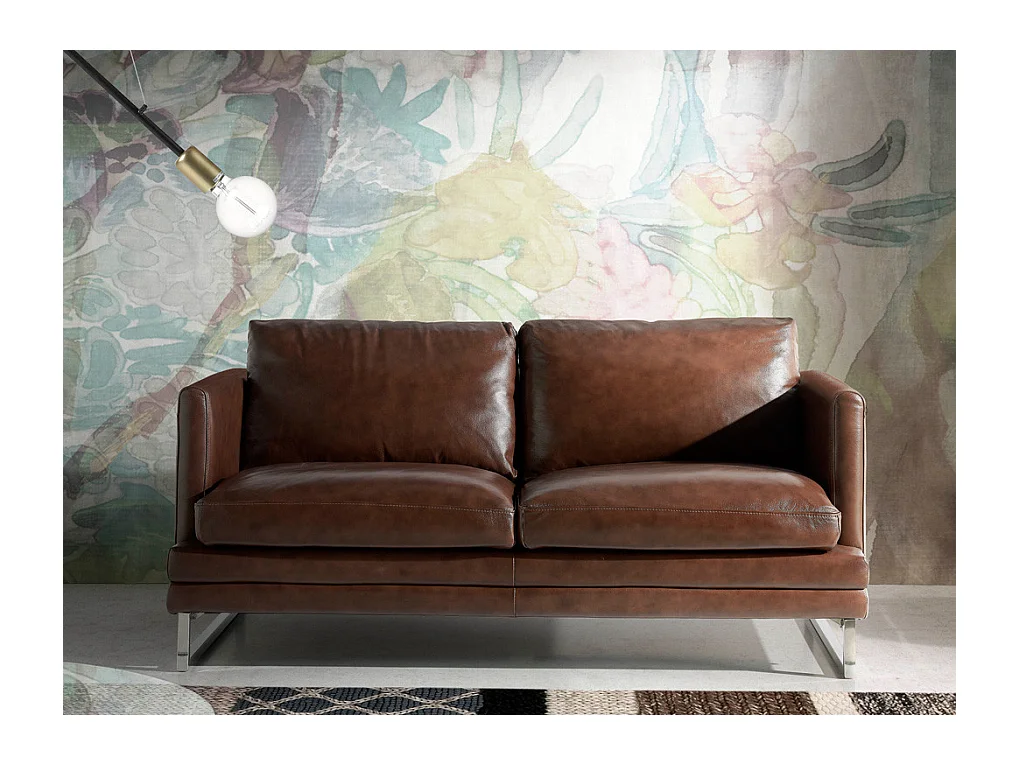 Kora high-end 2-zits leren bank-Kleur Leren Piel mostaza