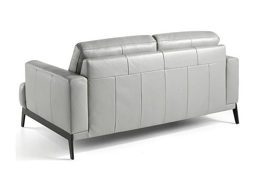 Canapé 2 places cuir et pieds acier noir inoxydable noir Yaro-Couleur Cuir Piel marine