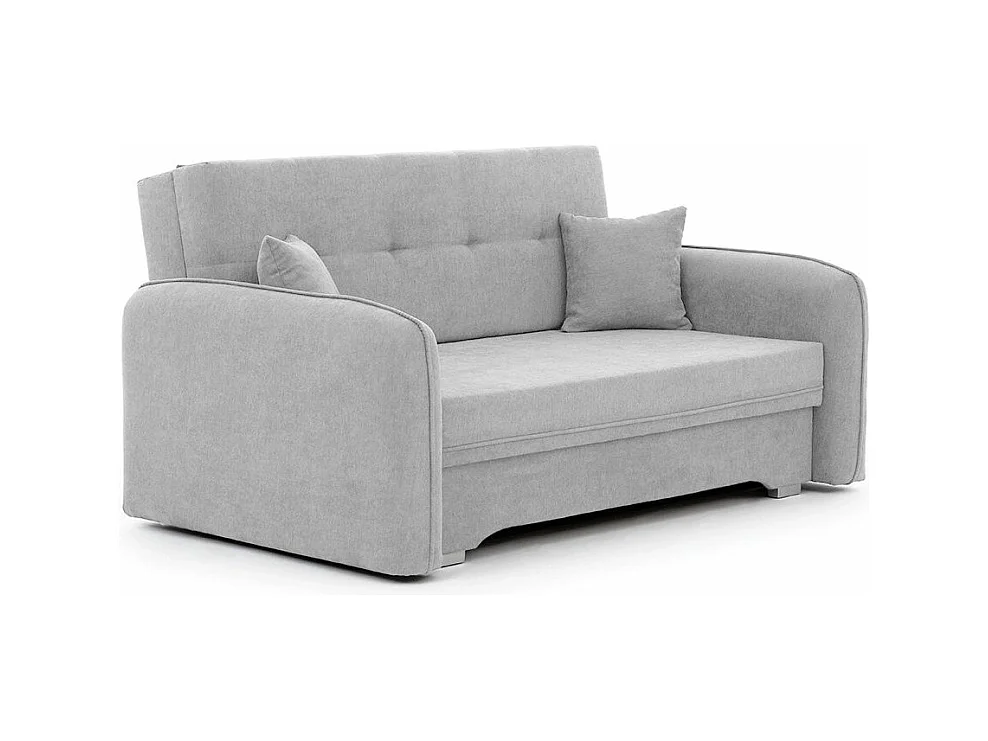Kleine originele slaapbank in lichtgrijze stof Lany 155 cm