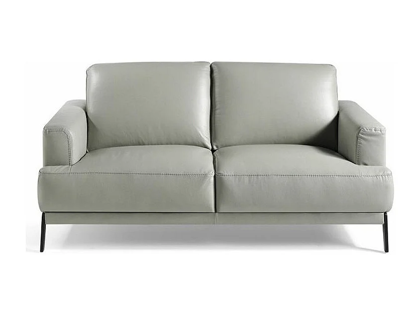 Canapé 2 places cuir et pieds acier noir inoxydable noir Yaro-Couleur Cuir Piel antracita