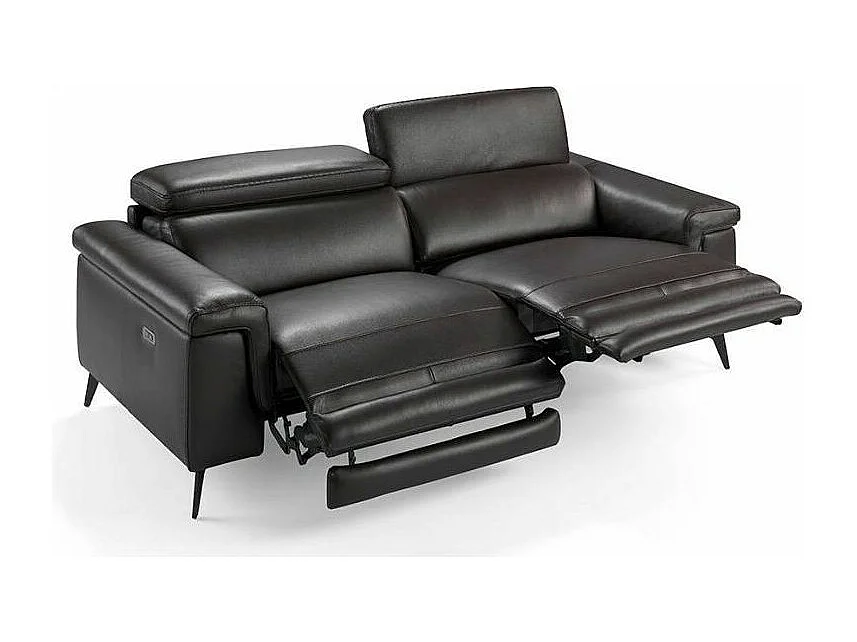 Canapé 3 places relax cuir marron foncé Alavy