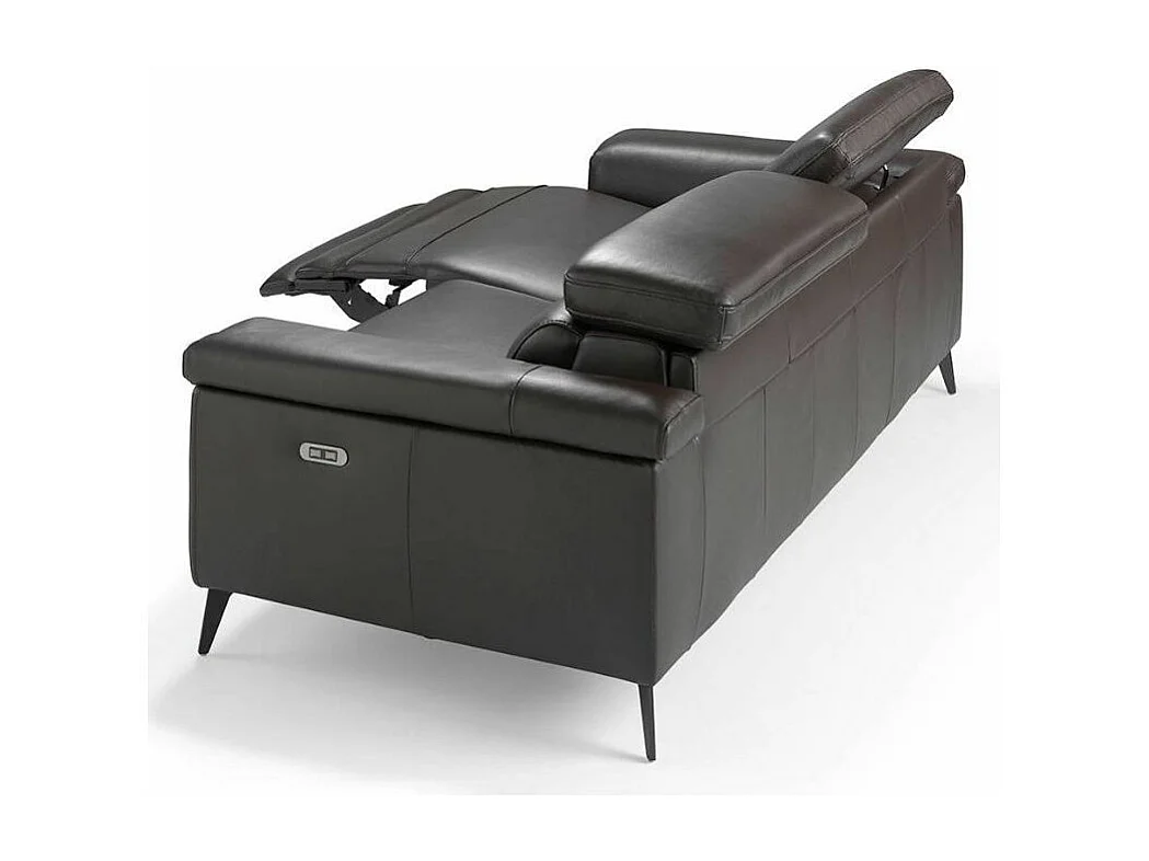 Canapé 3 places relax cuir marron foncé Alavy