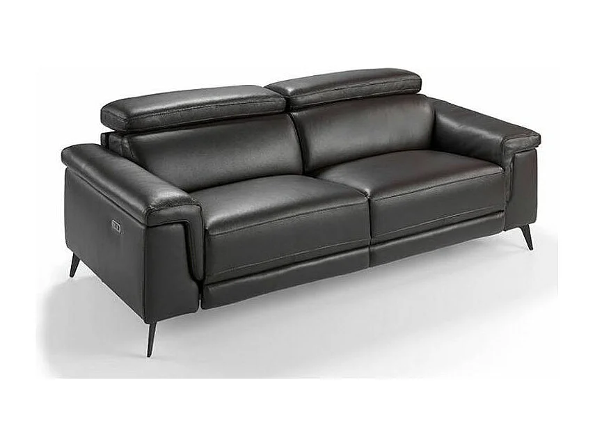 Canapé 3 places relax cuir marron foncé Alavy