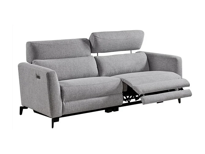 Canapé de relaxation en tissu Bakay-Gris foncé-Système Electrique-3 places