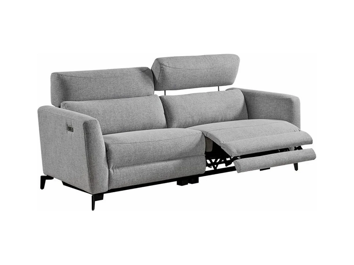 Canapé de relaxation électrique en tissu Bakay-Couleur Gris foncé-Système Electrique-3 places