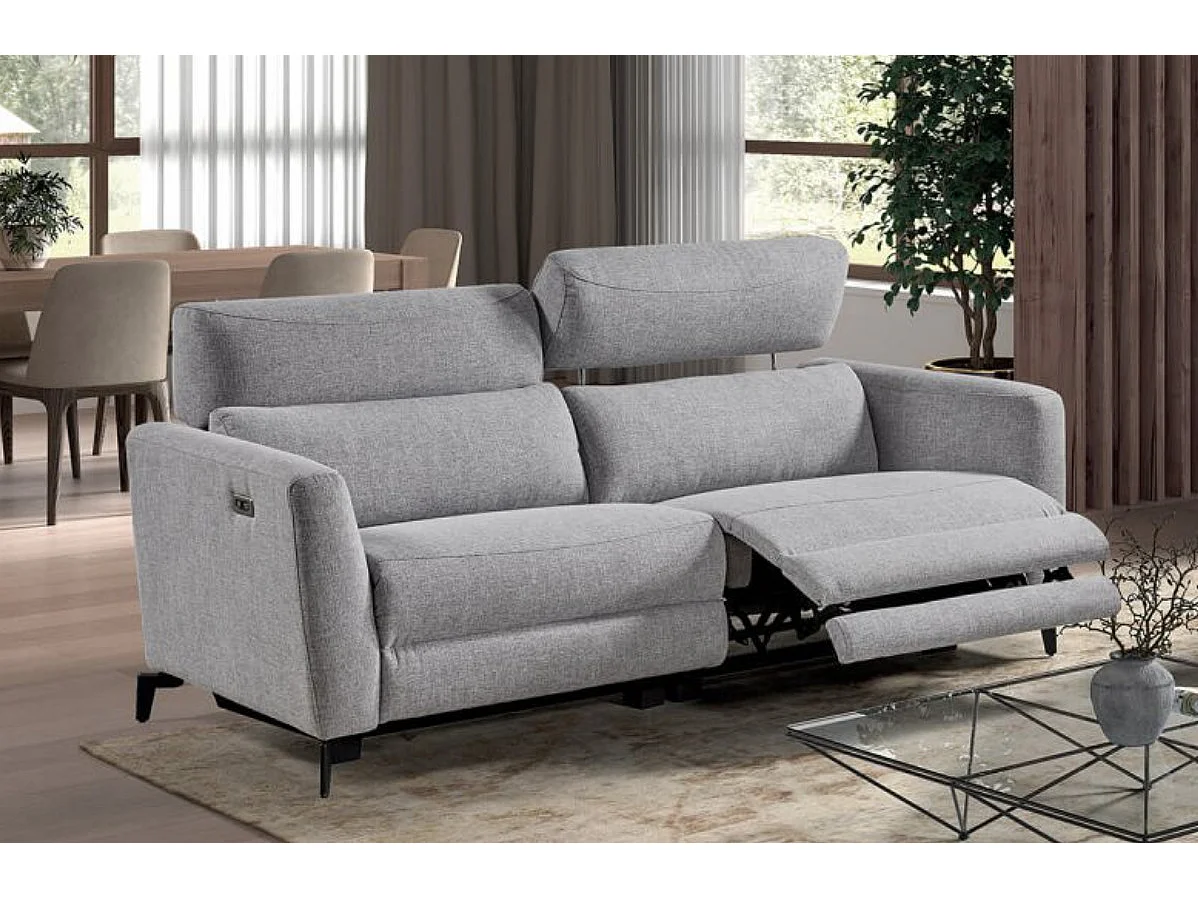 Elektrische relaxbank in Bakay-stof-Kleur Donkergrijs-Systeem Elektrisch-Aantal plaatsen) 3 plaatsen