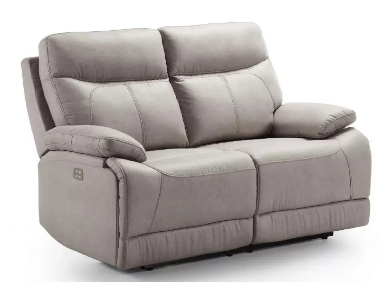 Sofá reclinable eléctrico de microfibra Ducka-Color ribete verde crudo-Sistema Eléctrico-Número de plazas Sillón