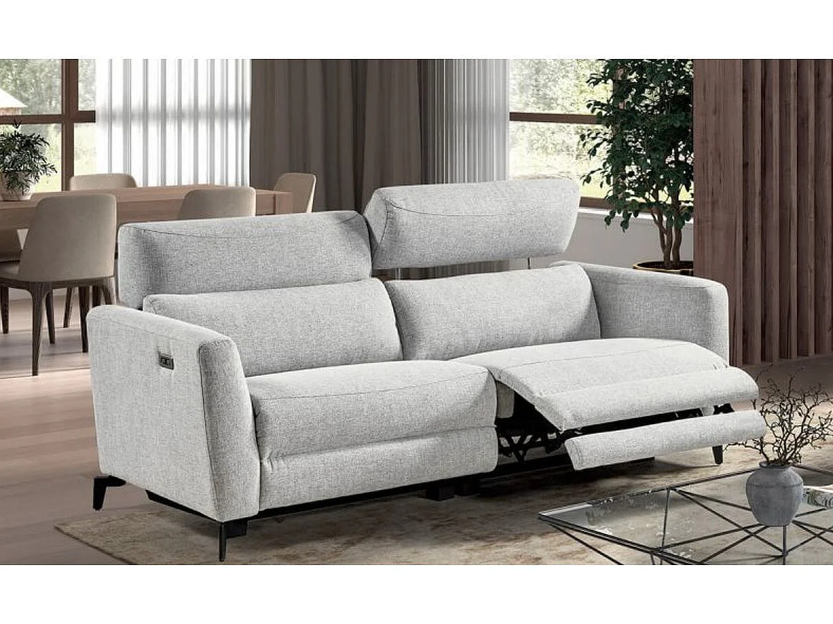Canapé de relaxation en tissu Bakay-Gris clair-Système Electrique-2 places