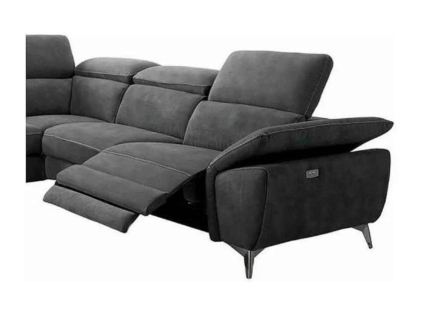 Skina microvezel elektrische relaxhoekbank-Kleur Donkergrijs-linkerhoek