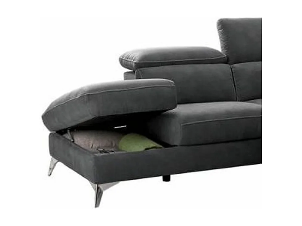 Skina microvezel elektrische relaxhoekbank-Kleur Donkergrijs-linkerhoek