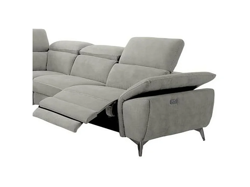 Skina microvezel elektrische relaxhoekbank-Kleur Lichtgrijs-linkerhoek