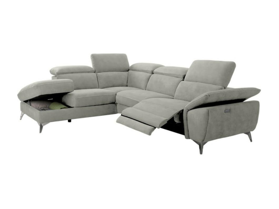 Skina microvezel elektrische relaxhoekbank-Kleur Lichtgrijs-linkerhoek