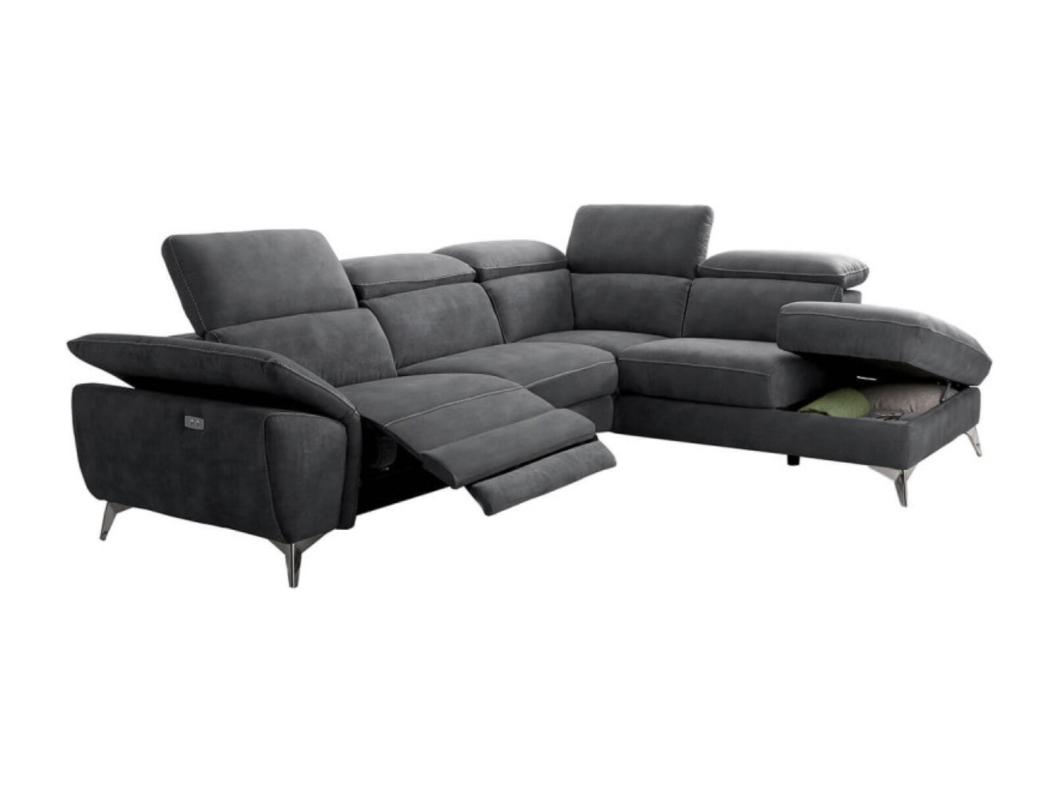 Skina microvezel elektrische relaxhoekbank-Kleur Lichtgrijs-linkerhoek