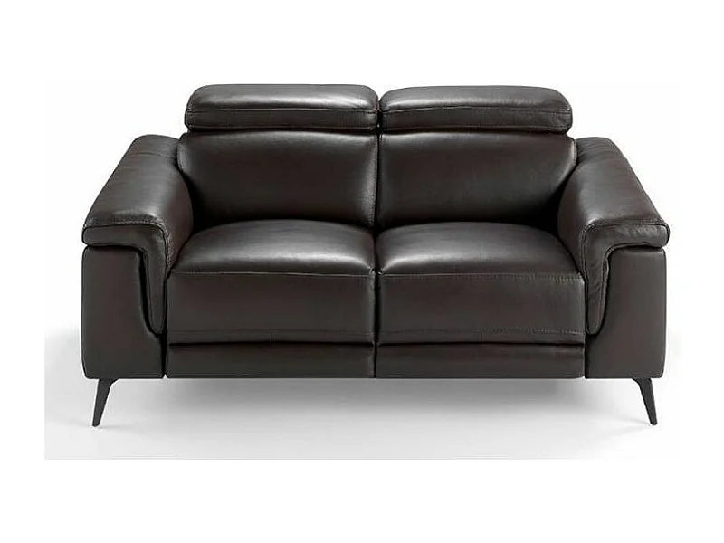 Canapé 2 places relax électrique cuir marron foncé Alavy