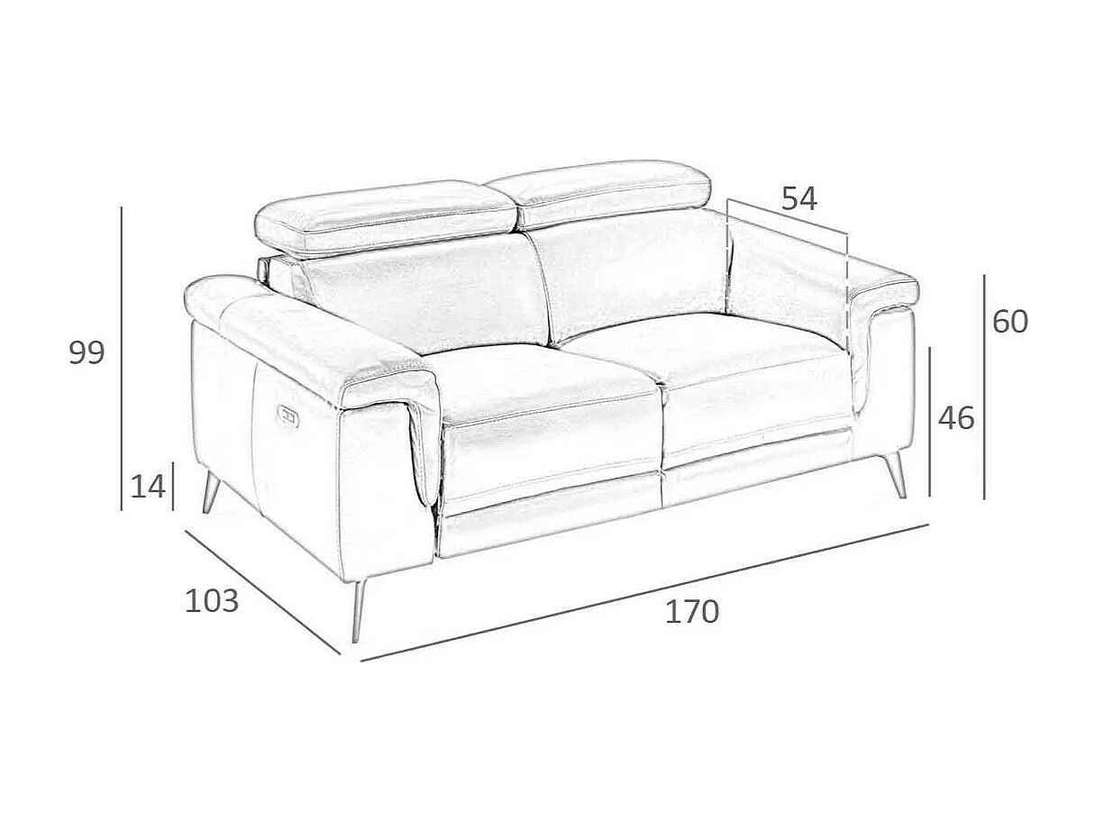Canapé 2 places relax électrique cuir marron foncé Alavy
