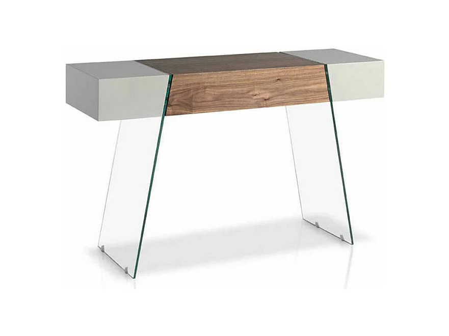 Console moderne bois noyer et laqué Roma-Couleur Crème