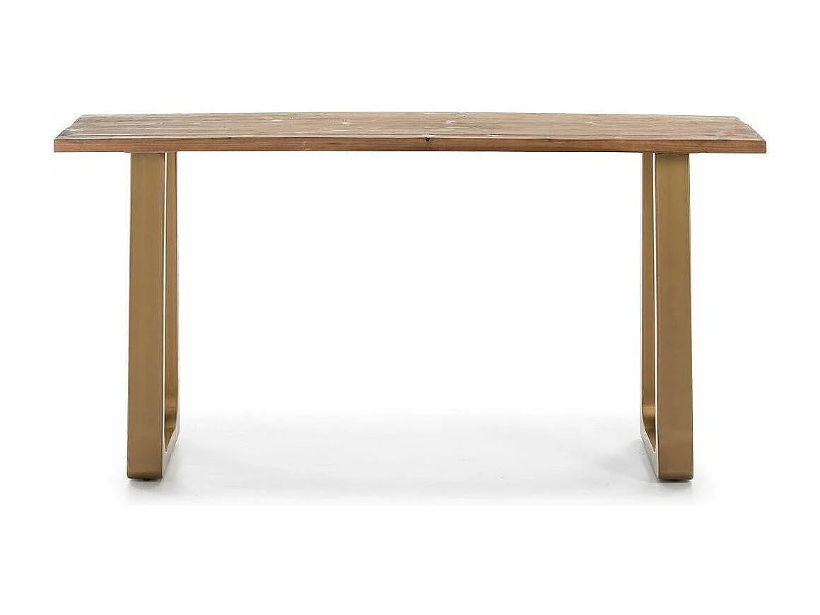 Console licht massief hout en goudkleurige metalen poten 160 cm