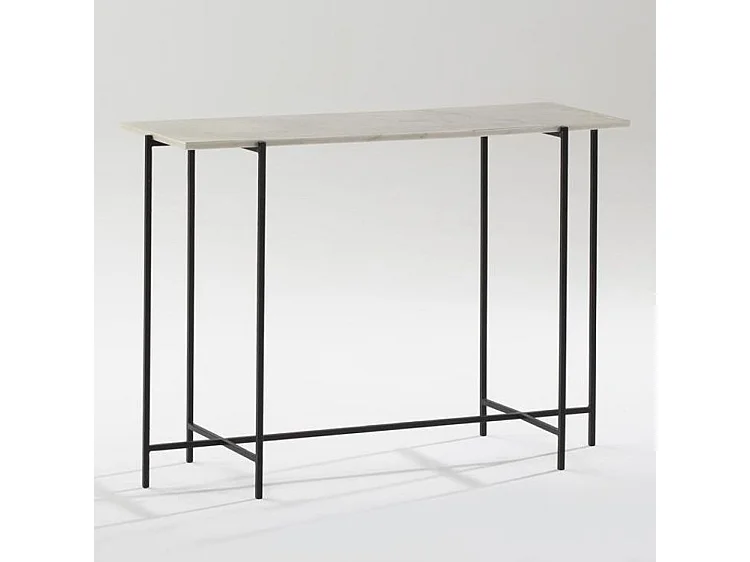 Console marbre blanc et pieds métal noir 109cm