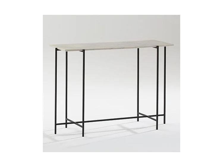 Console marbre blanc et pieds métal noir 109cm