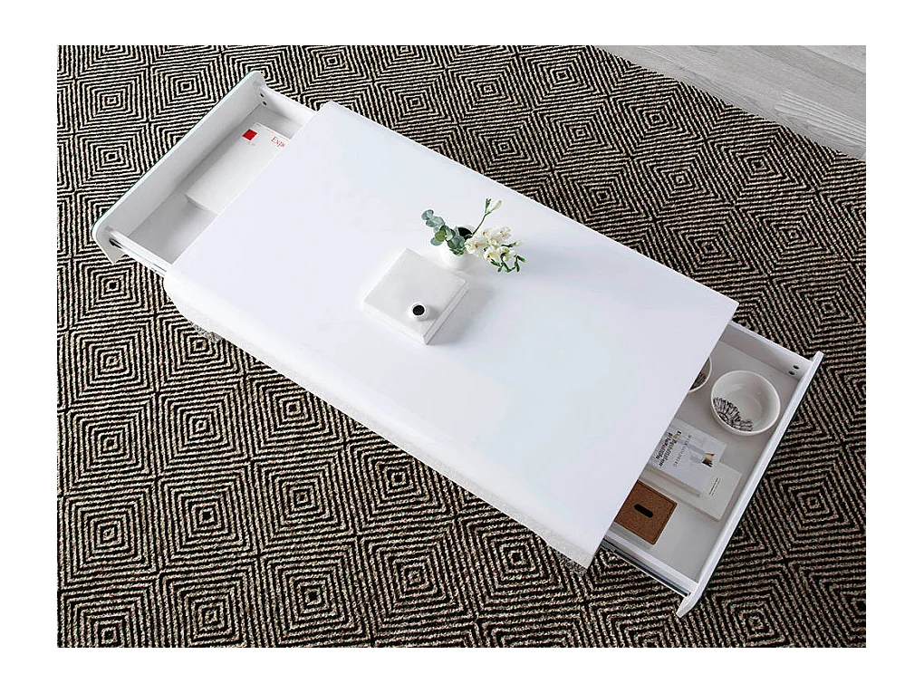 Table basse design laqué et acier chromé Romy 120cm-Couleur Céleste