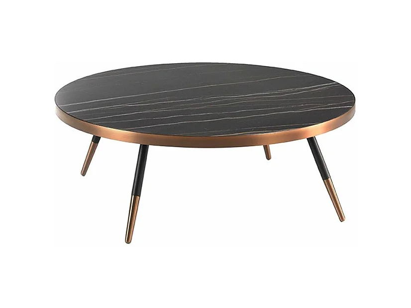 Table basse porcelaine marbré et pieds acier bicolore Madé