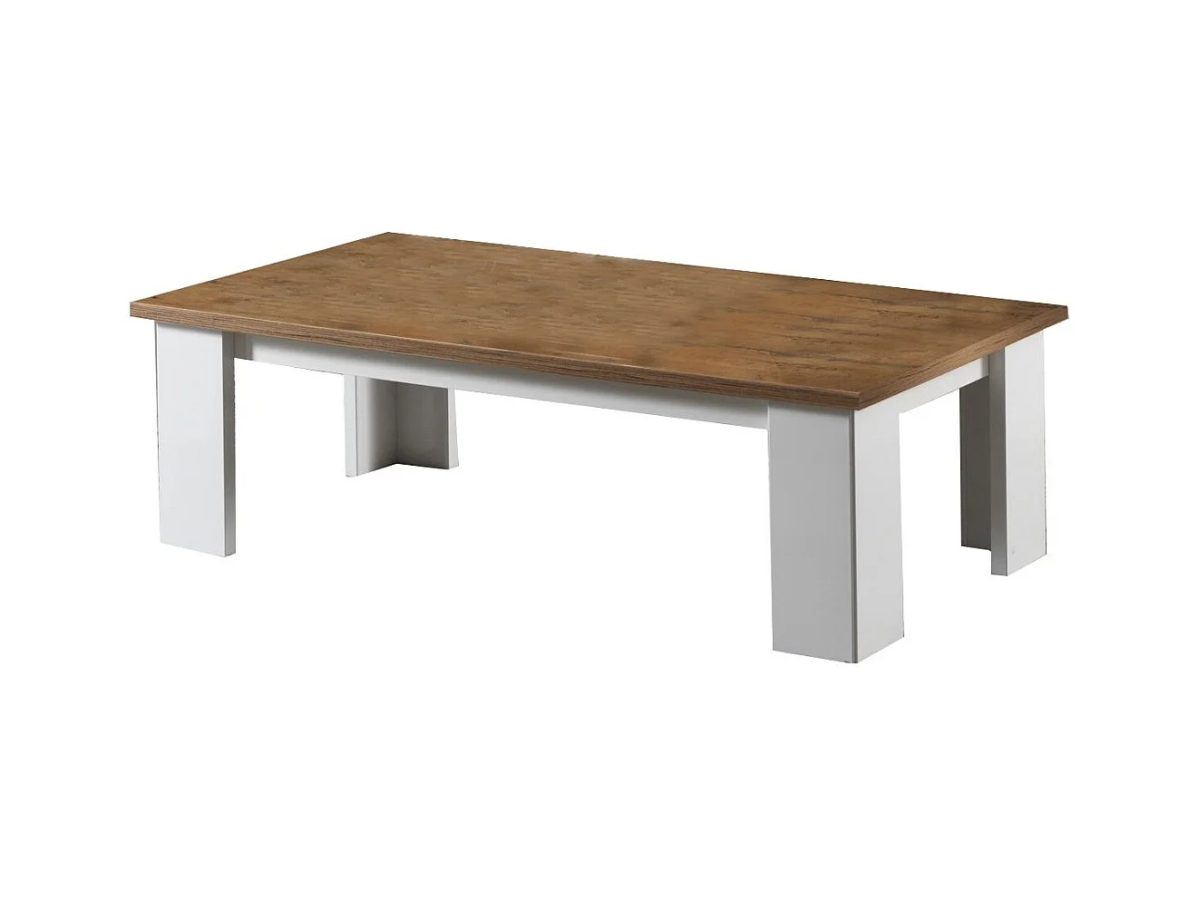 Table basse rectangulaire bois Oak et blanc brillant Sting 120cm