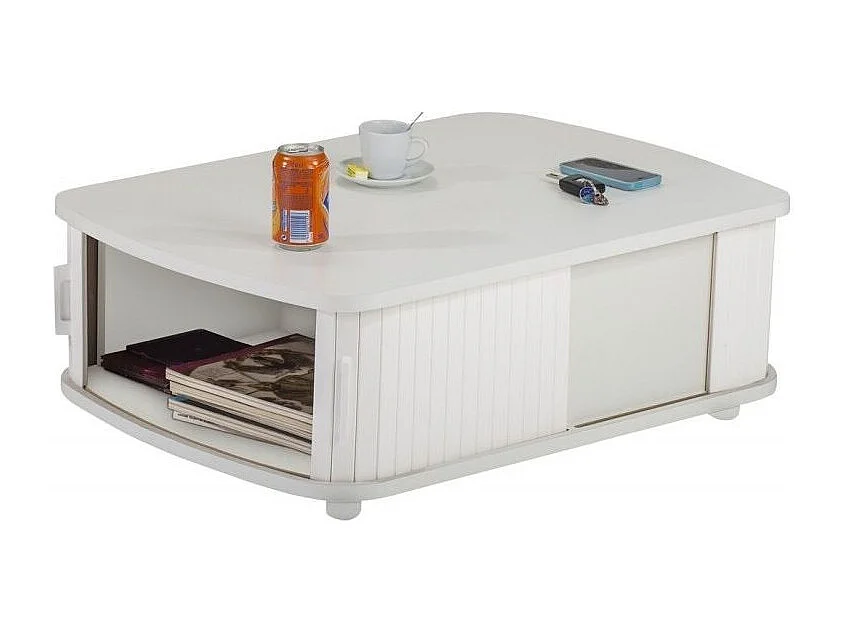 Table basse à rideaux blanche Lohan