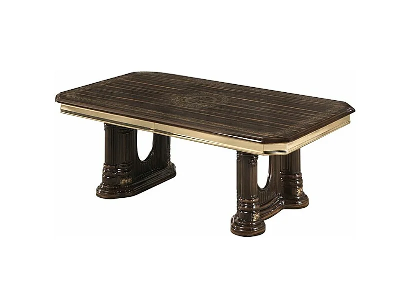 Table basse rectangulaire bois laqué vernis laqué brillant et doré Vinza 130cm