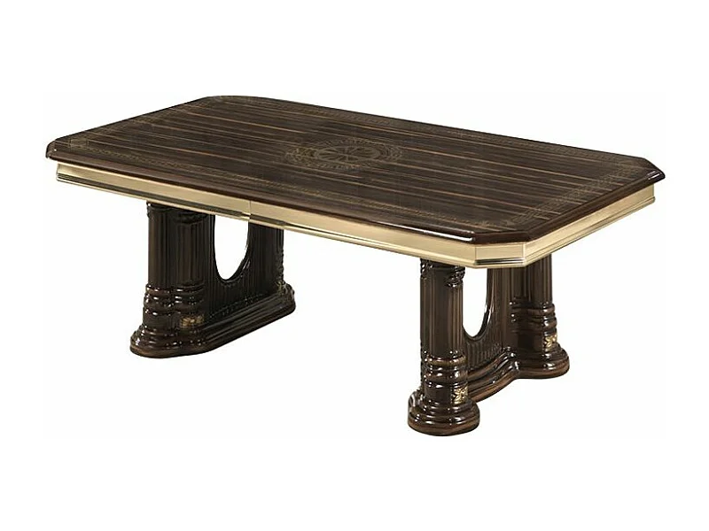 Table basse rectangulaire bois laqué vernis laqué brillant et doré Vinza 130cm