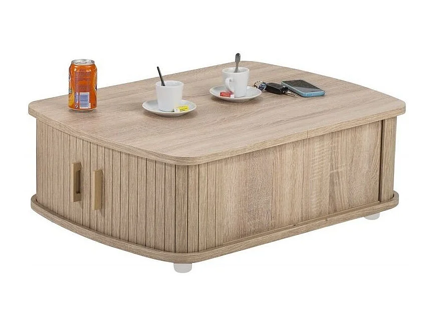 Table basse à rideaux chêne naturel Lohan