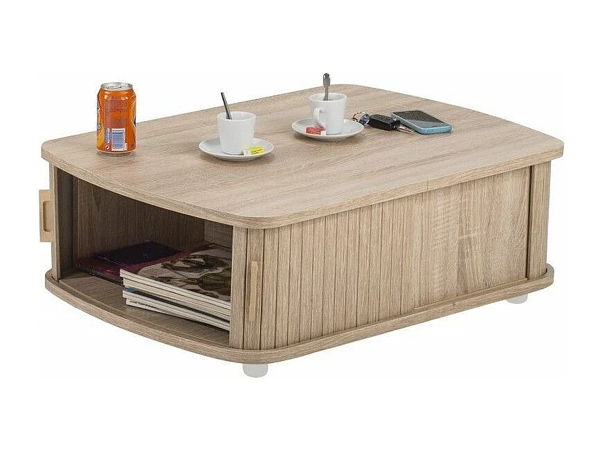 Table basse à rideaux chêne naturel Lohan