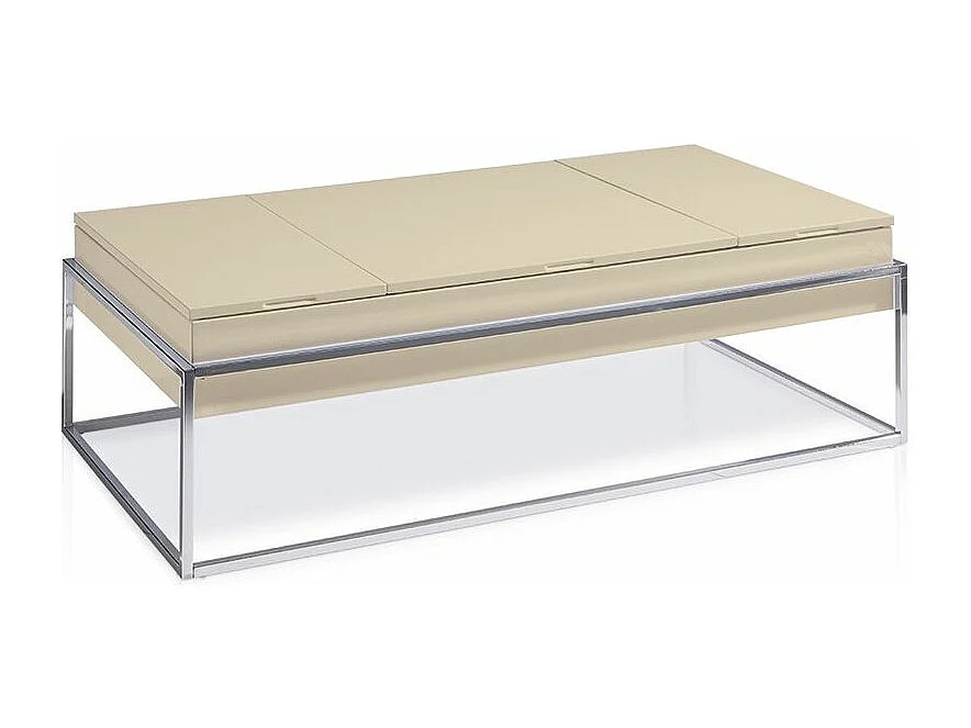 Crème gelakte opklapbare salontafel Verchroomd stalen onderstel Venusa