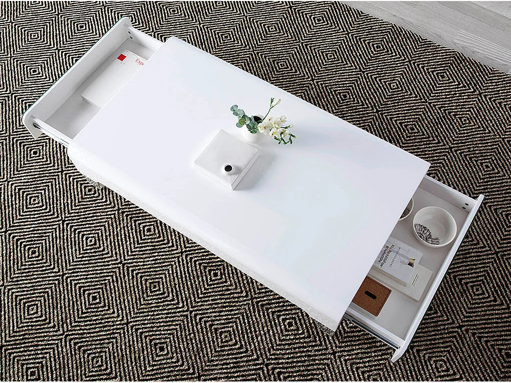 Table basse design laqué et acier chromé Romy 120cm-Couleur Fer