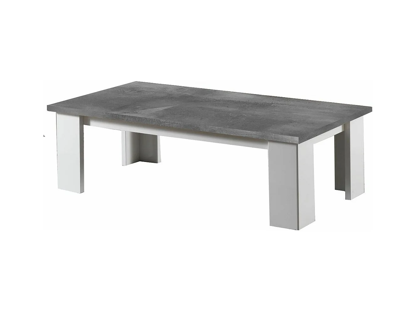 Table basse rectangulaire gris béton et blanc brillant Sting 120cm