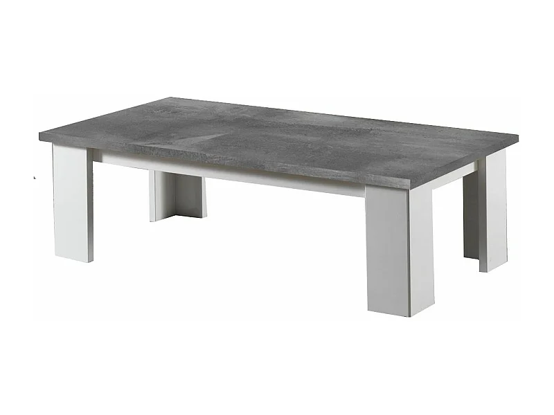 Table basse rectangulaire gris béton et blanc brillant Sting 120cm