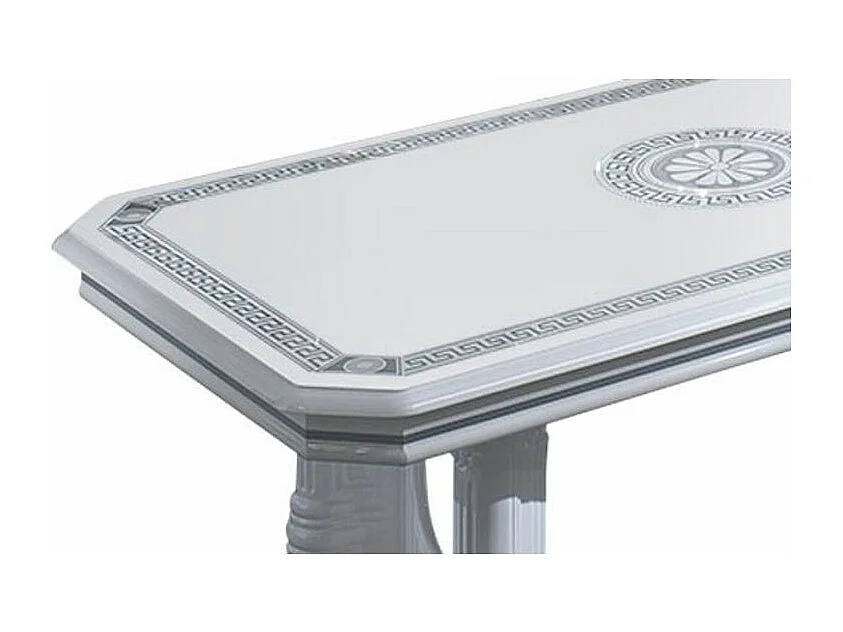 Table basse rectangulaire bois vernis laqué brillant blanc et gris Vinza 130cm