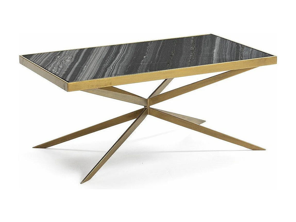 Table basse marbre noir et pieds métal doré 106cm