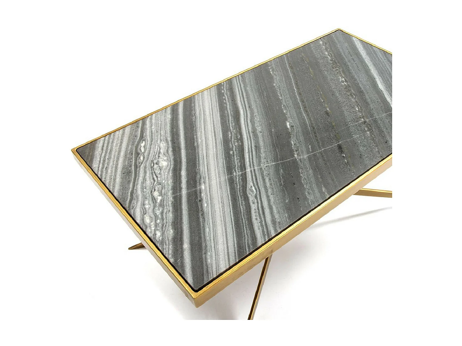 Table basse marbre noir et pieds métal doré 106cm