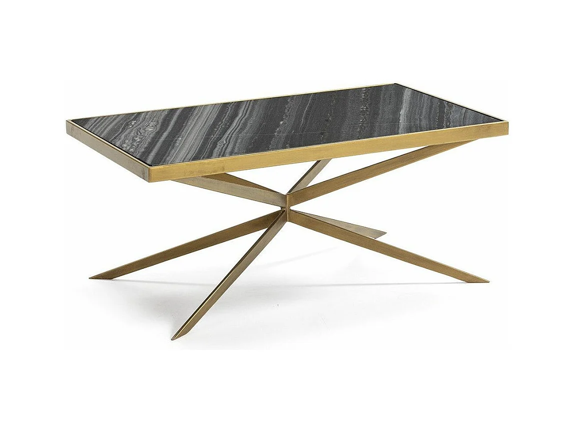 Table basse marbre noir et pieds métal doré 106cm