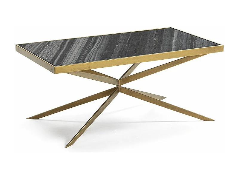 Table basse marbre noir et pieds métal doré 106cm