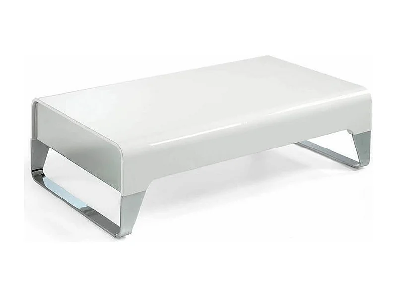 Table basse design laqué et acier chromé Romy 120cm-Couleur Rouge