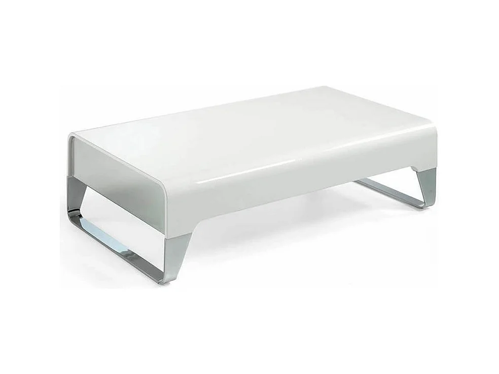 Table basse design laqué et acier chromé Romy 120cm-Couleur Rouge