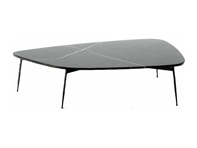 Marmeren salontafel en zwart metalen poten 120 cm