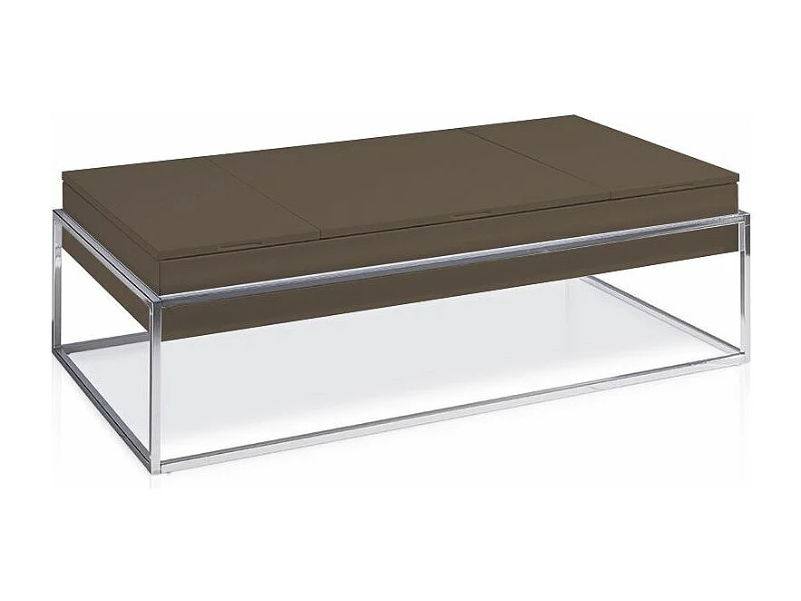 Table basse relevable Laquée Marron Pied acier chromé Venusa