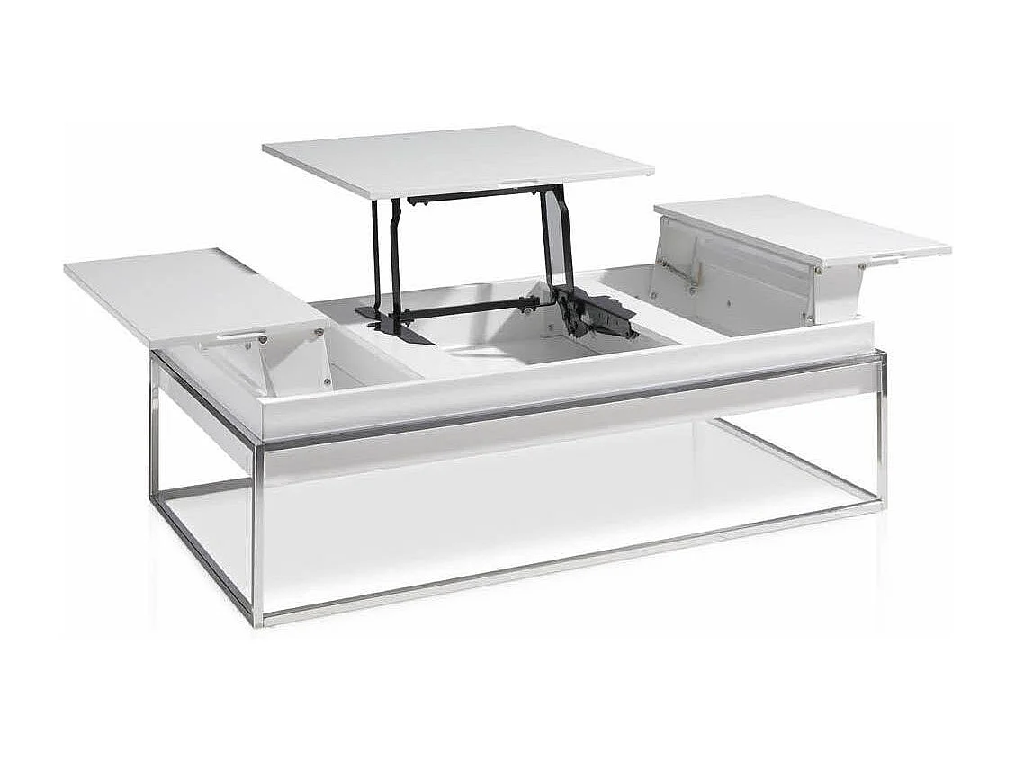 Table basse relevable Laquée Marron Pied acier chromé Venusa