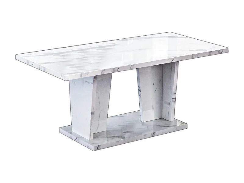 Table basse rectangulaire bois blanc effet marbre vernis Botela 120cm