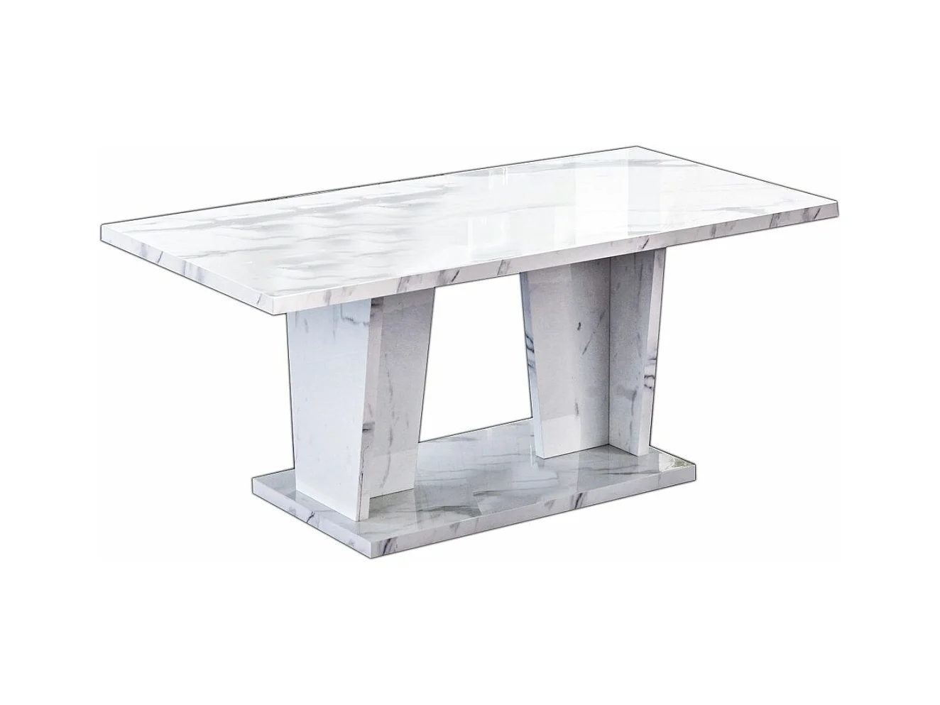 Table basse rectangulaire bois blanc effet marbre vernis Botela 120cm