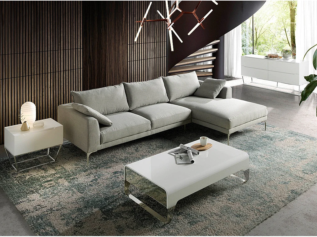 Table basse design laqué et acier chromé Romy 120cm-Couleur Ultramar