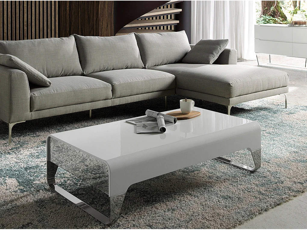 Romy design salontafel gelakt en chroomstaal 120 cm-Kleur Leisteen