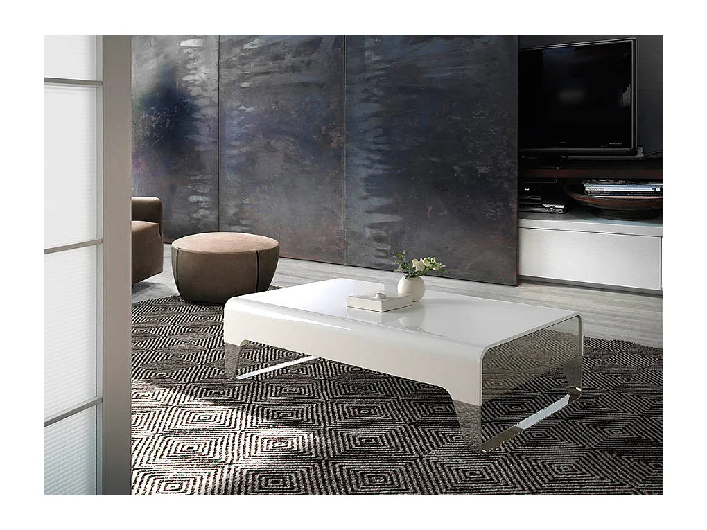 Table basse design laqué et acier chromé Romy 120cm-Couleur Ardoise